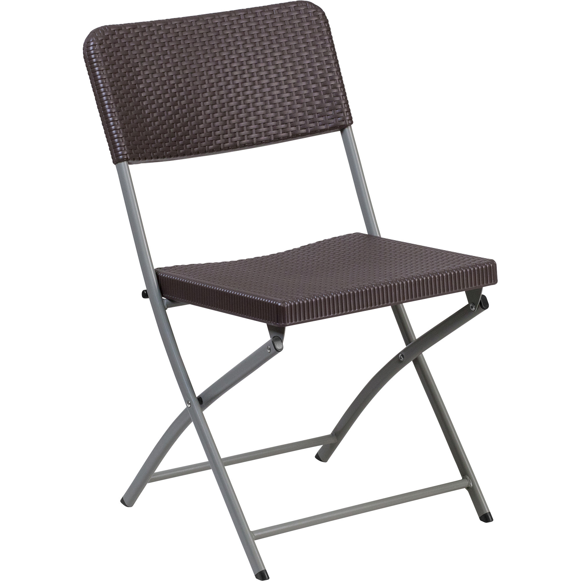 Flash Furniture Plastic Rattan Folding Chair, Brown, 440-Lb. Capacity, 18in.W x 22 1/4in.D x 31 1/4in.H, Model# DADYCZ61